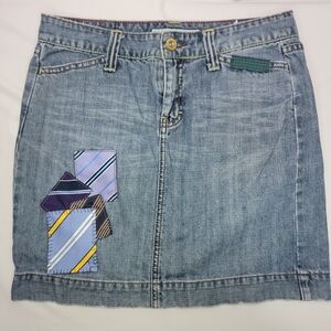 Vintage‎ Y2K Tommy Hilfiger Blue Denim Mini Skirt with Patchwork Size 4